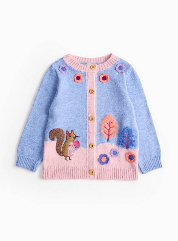 Light Blue Woodland Embroidered Knitted Cardigan 4-5 years